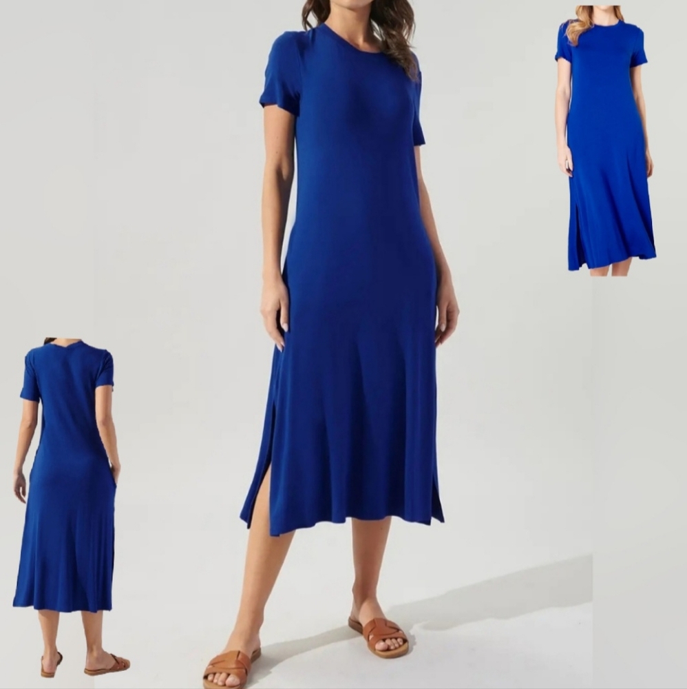 #328 🛑XS BOHO CHIC Joplin Jersey Knit Midi T Shirt Dress